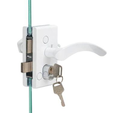 Imagem de Fechadura 1520 Porta Vidro Alvenaria Com Maçaneta Branco - Franzmar