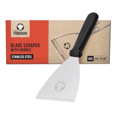 Imagem de Chef Pomodoro Raspador de massa de pizza – Ferramenta raspadora de aço inoxidável de 10 cm para cozinha, ferramenta raspadora de massa, cortador de massa de pão, espátula de massa de pizza, ferramenta