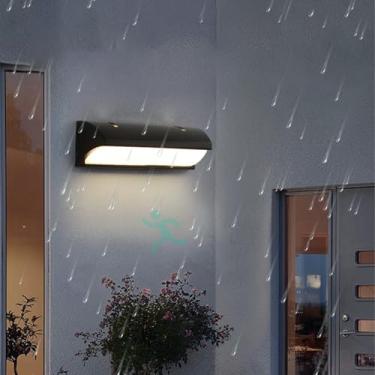 Imagem de Lâmpadas LED de parede externas com sensor de movimento IP65 à prova d'água iluminação de parede luzes de varanda arandela moderna luz de segurança externa interna/externa para cerca de garagem de