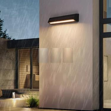 Imagem de Luz de parede solar LED para ambientes externos, IP65, à prova d'água, energia solar, cerca de jardim, arandela, tricolor, regulável, lâmpada de parede interna/externa, portão de varanda (D)