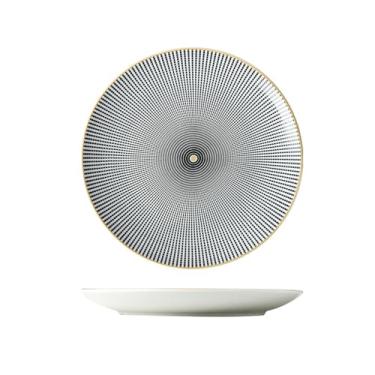 Imagem de Cerâmica nórdica personalidade simples listra criativa sob o esmalte cor requintada placa de jantar textura densa -8 polegadas 20 cm