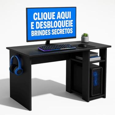Imagem de Mesa De Computador Mesa De Escritório Pc Gamer Lote Exclusivo Com Suporte De Fone (Preto)