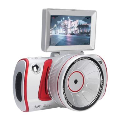 Imagem de Yunseity Câmera VLOG 4K 4K de 64MP, Zoom de 18x, Câmera de Vídeo de Viagem Anti Shake AutoFocus para Casa de Selfie, Estilo Vintage, para Reuniões de Família, Memórias de Gravação (SILVER)