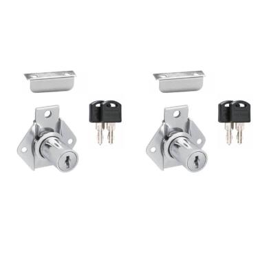 Imagem de 02 Fechadura Porta Gaveta Armario Moveis Cromada 31Mm