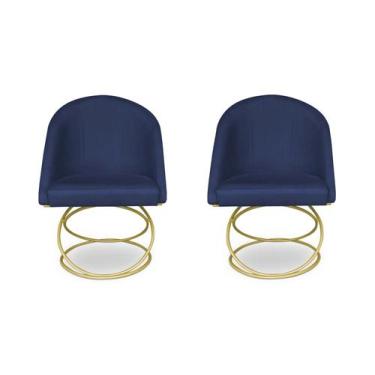 Imagem de Kit 2 Cadeira De Jantar Luxo Base De Metal Dourado Sala Esritório Rece