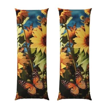 Imagem de Capa de travesseiro corporal com zíper oculto, fronha longa de microfibra macia e respirável para travesseiro corporal, girassóis e borboletas capas de travesseiro para cama de presente de dormir 50 x