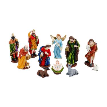 Imagem de Presepio Natalino 10cm Enfeite Decorativo 11 peças Resina Decoração de Natal