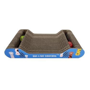 Imagem de VelloPack Papelão arranhador para gatos | Almofada ondulada reversível | Ecológica | Durável | Tamanho grande | para gatos internos | Inclui erva de gato