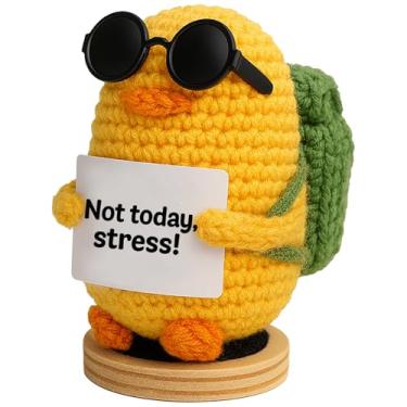 Imagem de TWPER Gifts for Her Him Positive Crochet Animals with 10 Affirmation Cards – Cute Emotional Support Duck Desk Decor Inspirational Gift for Women Coworkers Friends Students