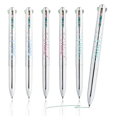 Imagem de Temiary 6 canetas de tinta gel coloridas retráteis 4 em 1, caneta de escrita lisa de ponta fina de 0,5 mm, sem borrão, material de escritório escolar (prata)