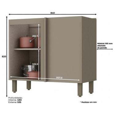 Imagem de Balcão Canto Reto 1 Porta Sem Tampo Connect Duna-cristal - Móveis Henn Duna-cristal