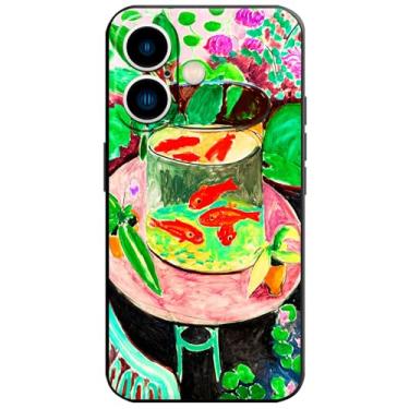 Imagem de Berkin Arts Capa de silicone compatível com iPhone 16 com protetor de tela Koi Fish Water Lily Botanical (peixinho dourado de Henri Matisse)