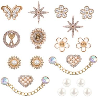 Imagem de 20 peças de berloques de sapato, correntes, acessórios para mulheres, flor e pérola, tamanco faça você mesmo, decoração de sapatos de strass, pingentes de correntes, decoração fofa para festa de