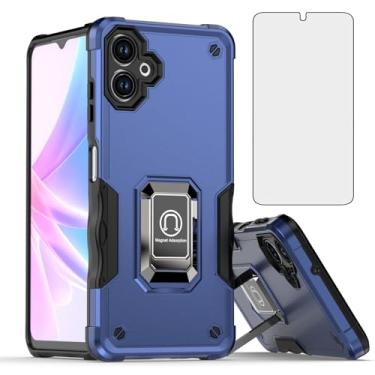 Imagem de Asuwish Capa de telefone para Samsung Galaxy A06 5G com película protetora de tela de vidro temperado e suporte de anel fino suporte híbrido rígido acessórios para celular Ao6 A 06 4G LTE mulheres