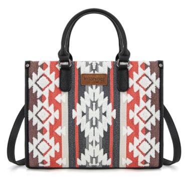 Imagem de Bolsa feminina Wrangler de chenille para mulheres ocidentais, bolsas transversais, bolsas astecas com alça superior, Preto, Large