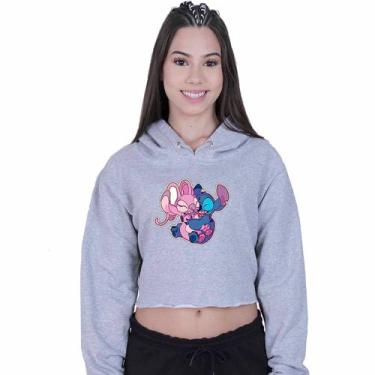 Imagem de Cropped Moletom Feminino Lilo e Angel Love Casal - Lafre, Cinza, P