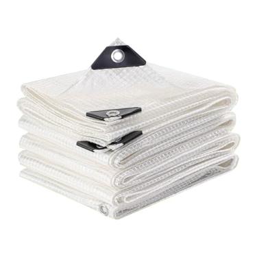 Imagem de Cobertura de plástico transparente para estufa, lona transparente resistente de 16 mm de espessura para galinheiro, folha de plástico de estufa com bordas de bainha e ilhós pré-instalados (branco, 7,3