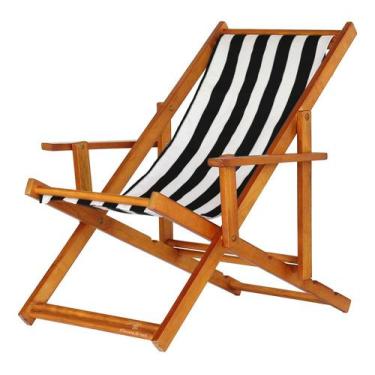 Imagem de Cadeira Espreguiçadeira Preguiçosa Dobrável Envernizada Mel em Madeira