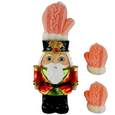 Imagem de Brabola Bonecos quebra-nozes de Natal com 3 velas perfumadas, decorações de soldado quebra-nozes com fragrância perfumada para casa, centro de mesa festivo, decoração de festa de Natal (vermelho C)