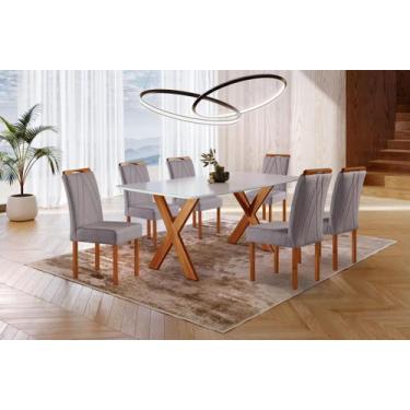 Imagem de Conjunto Sala de Jantar 6 Lugares Vitória 1.60m Mesa e Cadeiras Madeir