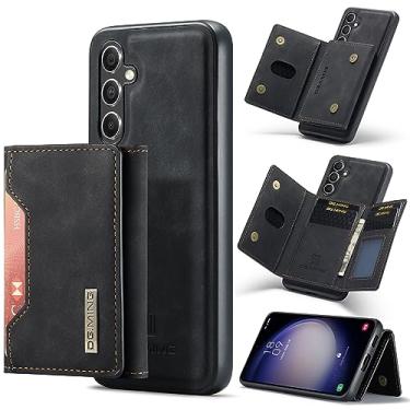 Imagem de DG.MING Capa carteira de couro magnética destacável 2 em 1 para Samsung Galaxy A55 5G, 8 compartimentos para cartão, recurso de suporte, TPU à prova de choque e capa de telefone de couro premium