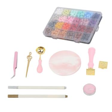 Imagem de Kit de Carimbo de Lacre de Cera Com Miçangas de Cera de Lacre e Padrão Selos de Lacre de Cera Delicados Conjunto de Artesanato Em Cera de Lacre de Fácil Fusão para Convites de Casamento Embrulho de