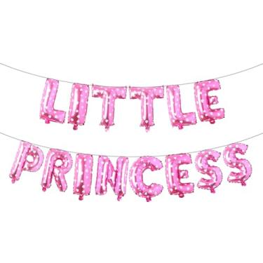 Imagem de Decoração de chá de bebê de princesinha - bandeira de balão de boas-vindas revelação de gênero e suprimentos de festa de aniversário para meninas para aniversário e festa infantil (pequena princesa