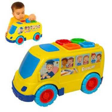 Imagem de Onibus de Brinquedo Educativo com Encaixes Colorido Brinquedo Educativo Para Bebe 1 ano