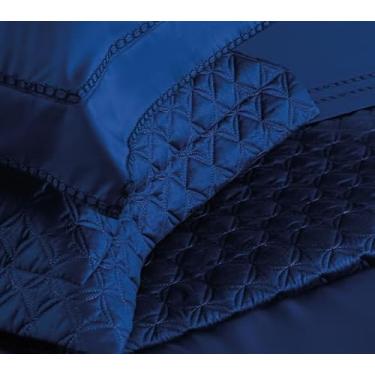 Imagem de COBRELEITO STELLE 100% ALGODÃO CETIM 400 FIOS AZUL - SOLTEIRO 2 PÇS 180X220