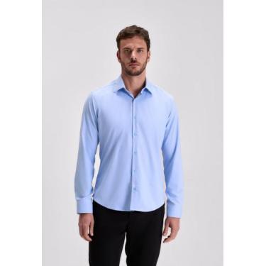 Imagem de Camisa Docthos Tailor Fit Manga Longa Bambu SmartCool, 057 azul claro,