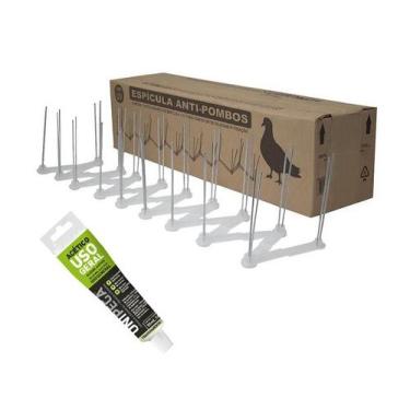 Imagem de Espícula para Controle de Pombos - Caixa C/ 10m + Silicone - Plastwill