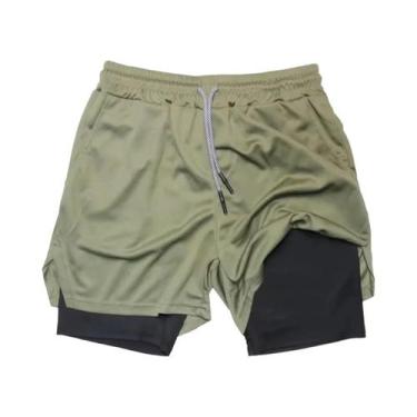 Imagem de Shorts De Treino Masculinos De Secagem Rápida Com Dupla Camada 2 Em 1 