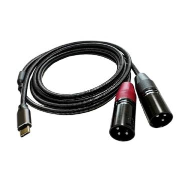 Imagem de FVDPWYE Cabo de áudio USB C para 2 Machos de 3 Pinos, Conversor de Microfone Profissional para Laptop, Equipamento Estéreo E Amplificador, 1.8 Milhões