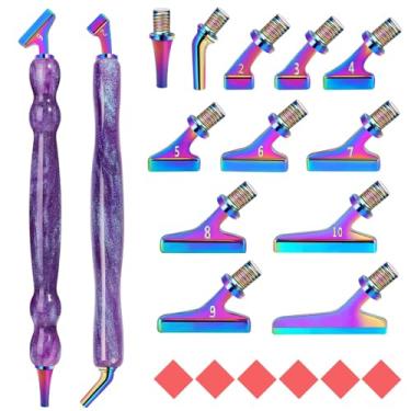 Imagem de Caneta de pintura de diamante alternativa para artesanato DIY, 2 peças de acessórios de pintura de diamante de combinação de resina, 12 peças de ponta de caneta de liga com design de 45° Wish 6