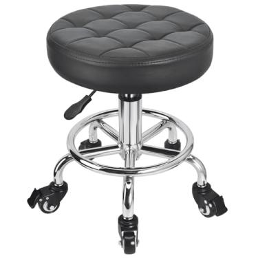 Imagem de JOSTZHXIN Banqueta de rolo de altura baixa ajustável em altura, banquinho de mecânico para cadeira de rodinhas baixa, banco de pés moderno para salão de beleza, spa, escritório, garagem (estilo 3)