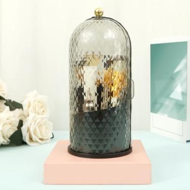 Imagem de DJAPWPX Organizador de pincéis de maquiagem giratório de 360°, suporte oculto para escova de dentes, recipiente de escova cosmética à prova de poeira para escova de dentes e batom (Preto)