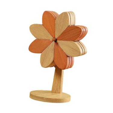 Imagem de Baoblaze Porta-copos com isolamento térmico e suporte, jogo americano, utensílios para mesa, porta-copos de madeira, proteção de mesa para tigela de, com 5 Porta-copos