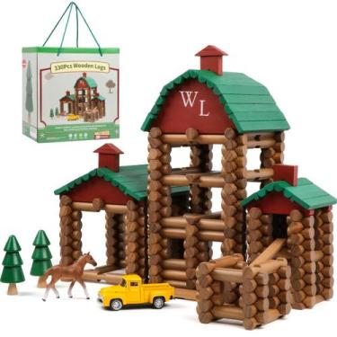 Imagem de Conjunto de troncos de madeira Wondertoys 330 unidades de troncos de m