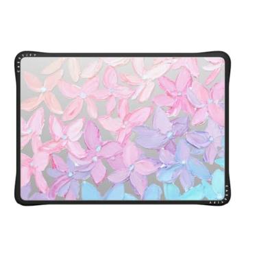 Imagem de CASETiFY Capa Impact MacBook Air de 13,5 polegadas (M2-M4) [cantos acolchoados de impacto/resistente a arranhões/aderência antiderrapante] - flores de hortênsia transparentes - preto transparente