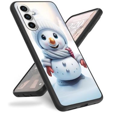 Imagem de Capa para celular Samsung Galaxy S24 FE, capa protetora de silicone preta fina, antiarranhões, à prova de choque, durável, para Galaxy S24 FE, boneco de neve de inverno e Natal