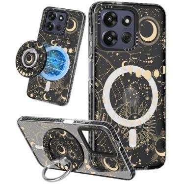 Imagem de Lotadilo Linda capa para Moto G Power/Play 5G 2025 para mulheres e meninas - Design engraçado de sol e lua compatível com suporte de anel Magsafe, suporte magnético, capas de telefone de TPU da moda