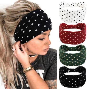 Imagem de Bandanas Huachi Polka Dot para mulheres, faixas de cabelo largas, paco