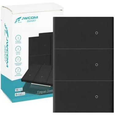 Imagem de Interruptor Inteligente Tecla Física WIFI 3 Botões PRETO jwcom SA-WF21