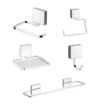 Imagem de Kit Organizador de Banheiro Adesivo Fixare Cromado 10070E