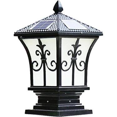 Imagem de Altura e extragrande pilar solar de poste lâmpadas, diâmetro: 9,43 polegadas; Altura: 17,8 polegadas. Tampas de poste alimentadas por energia solar. Bonés Stylist Solar Post, Larger Lighter Black
