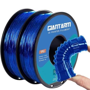 Imagem de GIANTARM Filamento TPU, 2 peças de filamento TPU 95A 1,75 mm, precisão dimensional +/- 0,03, filamento de impressora 3D macio flexível 1 kg carretel (1 kg), embalagem a vácuo (azul)