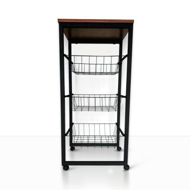 Imagem de Fruteira De Chão Cozinha Em Aço Mdf