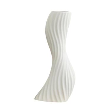 Imagem de Ｂｅｓｇａ Vaso decorativo curvo para flores, vaso de flores com escultura nórdica simples, enfeite de mesa para jardim, restaurante, aniversário, White L