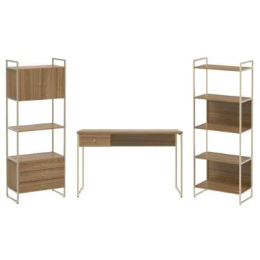 Imagem de Escrivaninha 120cm e 2 Estantes Modulares 75cm Voss Freijó