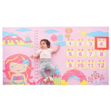 Imagem de Tapete Mesversário Bebê com Moldura  Cenário para Fotos 0 a 12 Meses E